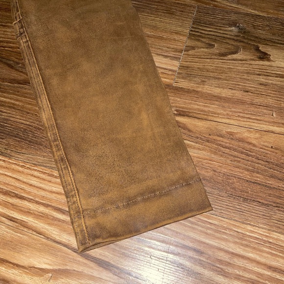 RRL Brown Leather Moto Pants - Picture 14 of 15